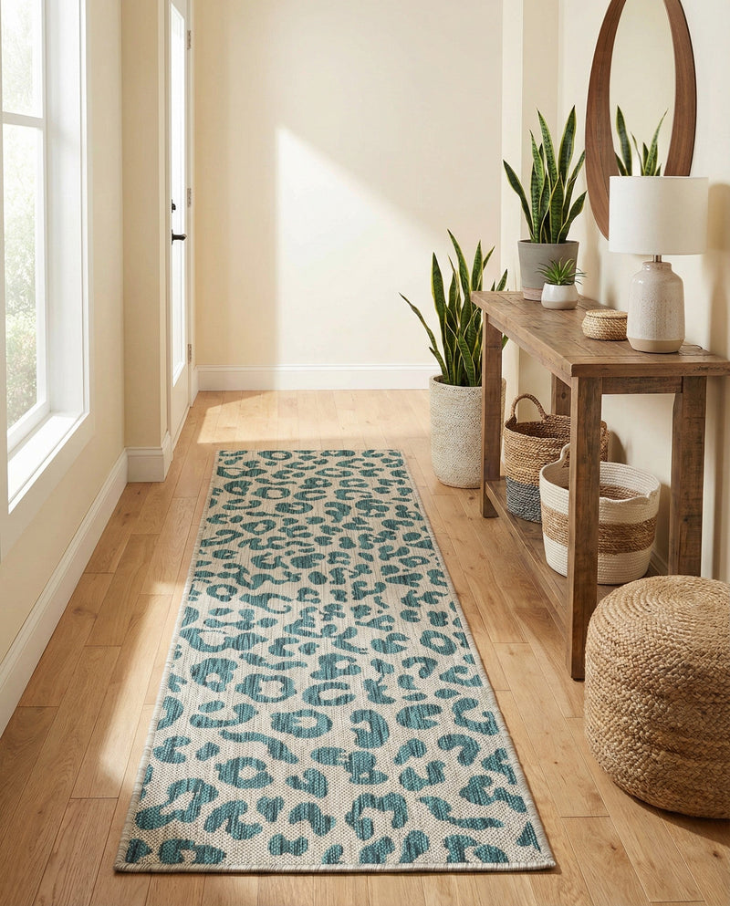 Savannah Escape Collection Area Rug -  Amazon (Teal) Runner Teal  lifestyle 31