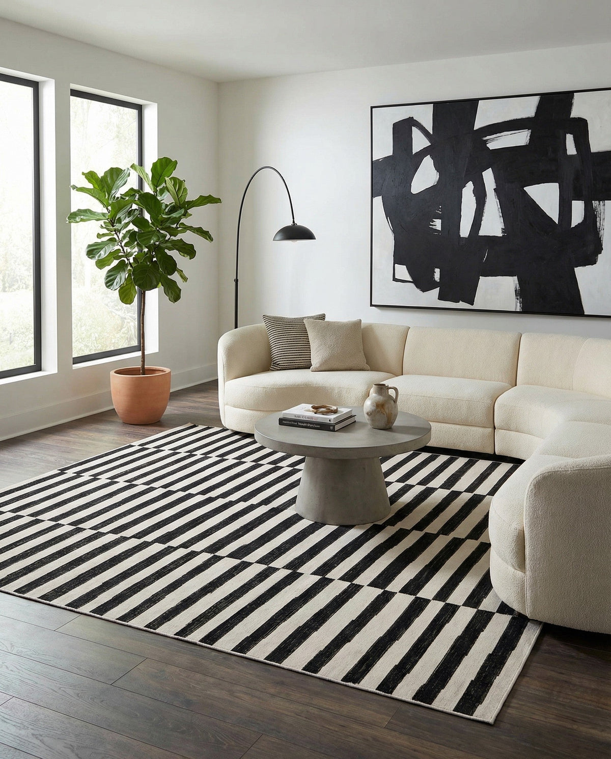 Soho Elegance Collection Area Rug -  Hudson (Black) Square Black  lifestyle 86