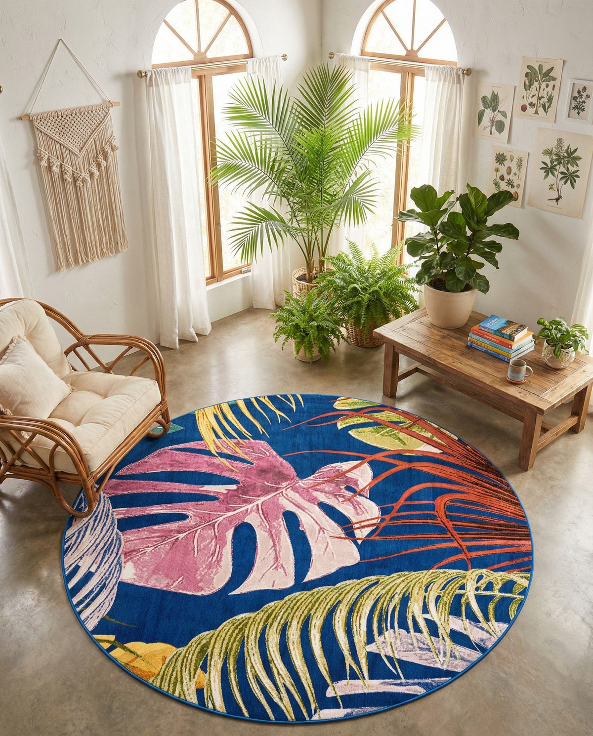 Meadow Breeze Collection Area Rug -  Clover Round Multi  lifestyle 74