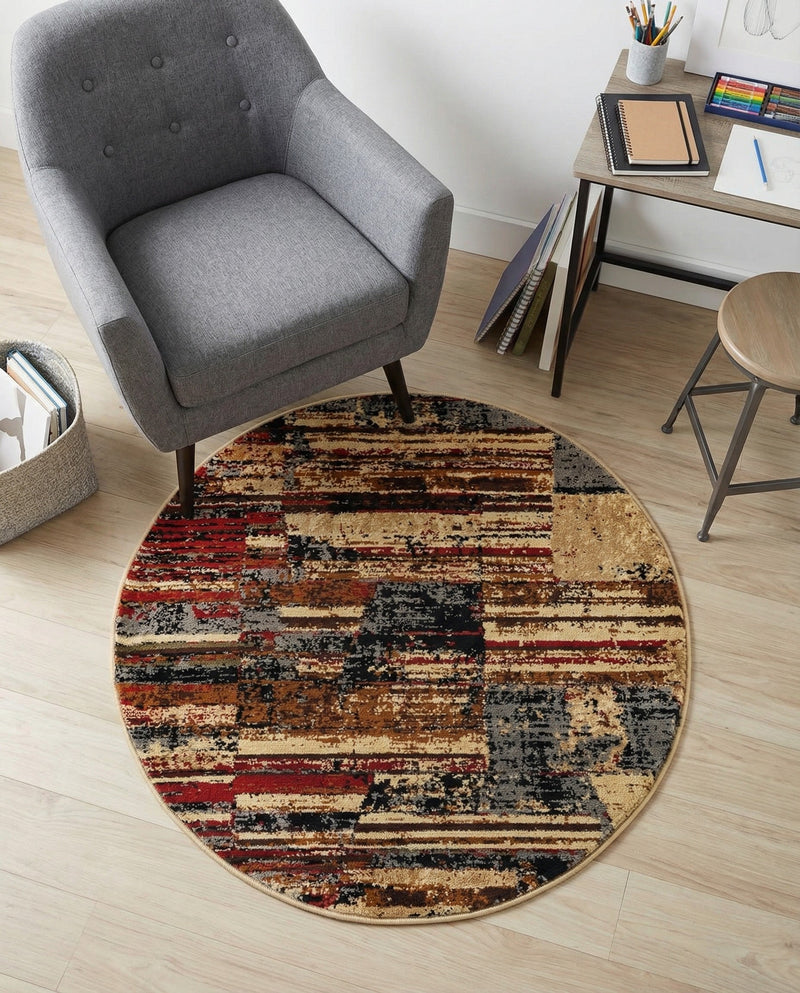 Neptune Elegance Collection Area Rug - Triton Round Multi  lifestyle 72