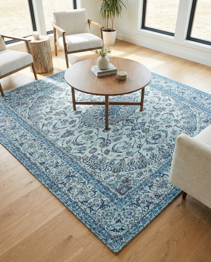 Bazaar Chic Collection Area Rug -  El Jadida Square Blue  lifestyle 48