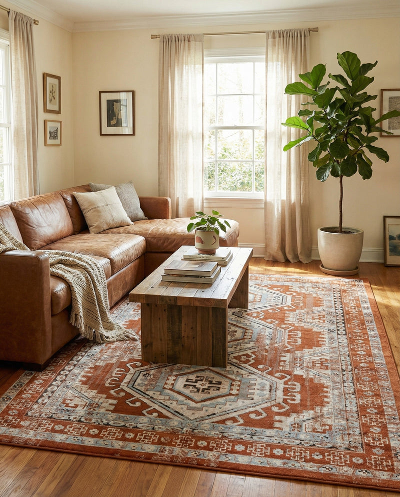 Savannah Elegance Collection Area Rug -  Tybee (Terracotta) Rectangle Terracotta  lifestyle 22