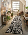 Cascade Range Collection Area Rug - Hood (Black and White) Runner Black and White  lifestyle 70