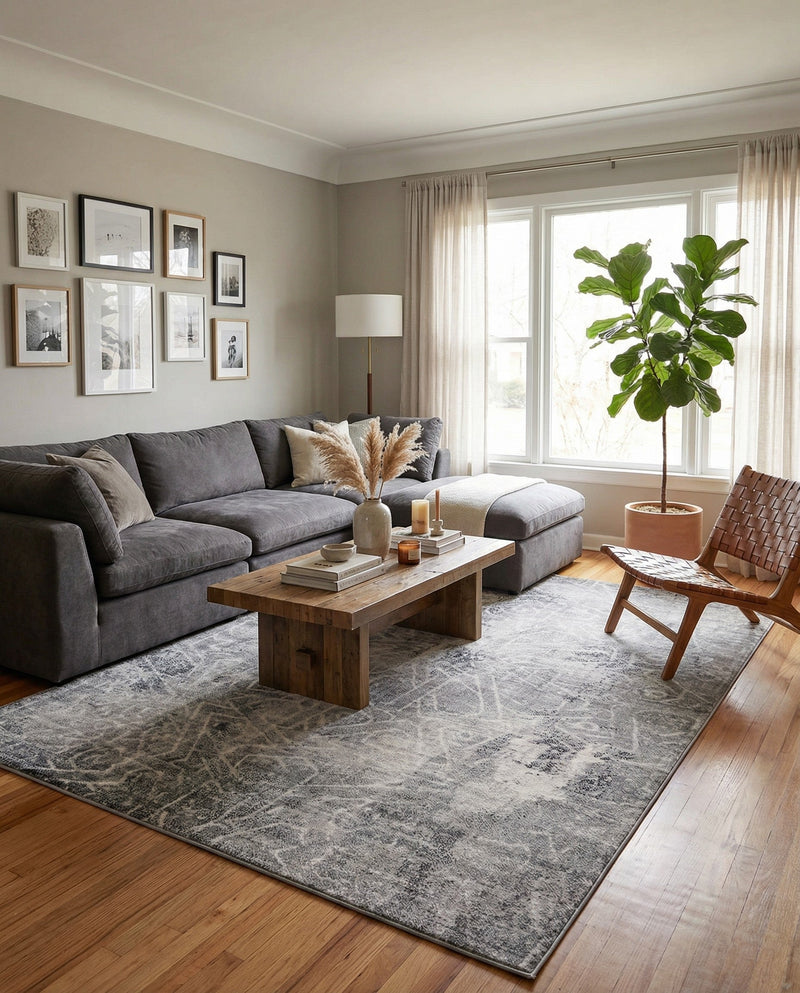 Riviera Elegance Collection Area Rug -  Grasse Rectangle Dark Gray  lifestyle 22