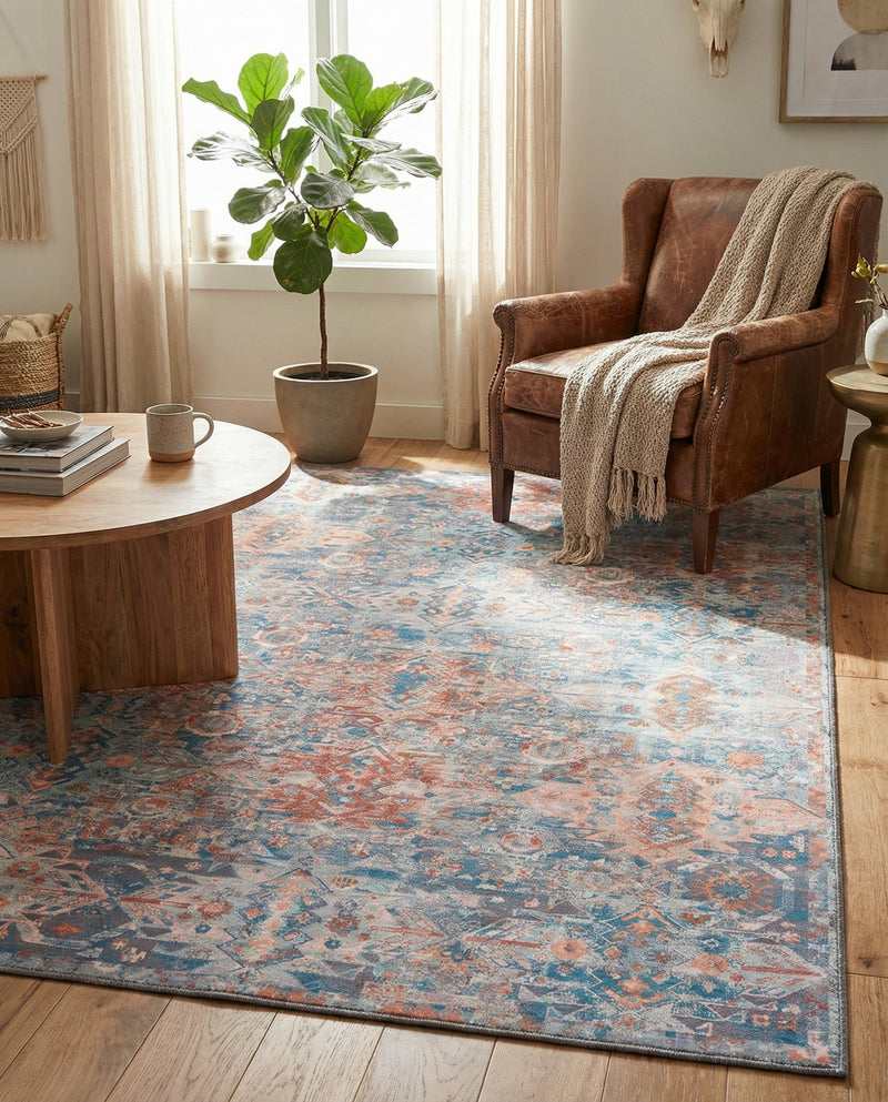 Heritage Elegance Collection Area Rug -  Potala Rectangle Blue  lifestyle 17