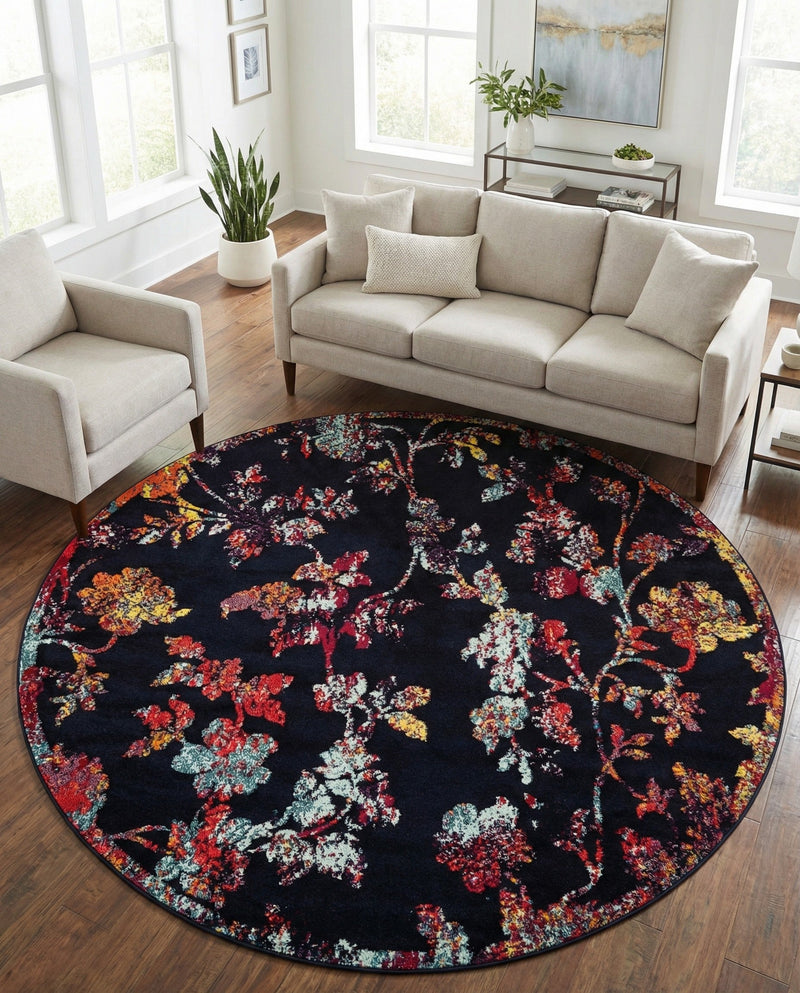Brighton Terrace Collection Area Rug -  Roedean Round Navy Blue  lifestyle 48