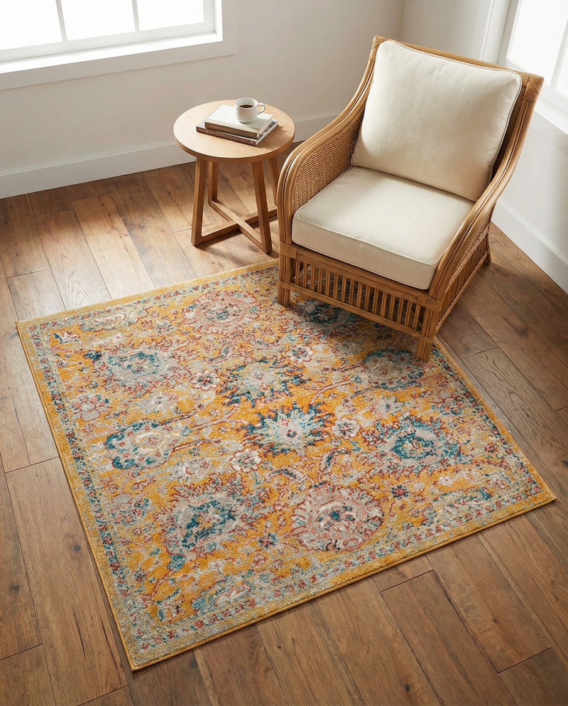 Seville Stripes Collection Area Rug -  Cordoba (Yellow) Square Yellow  lifestyle 26
