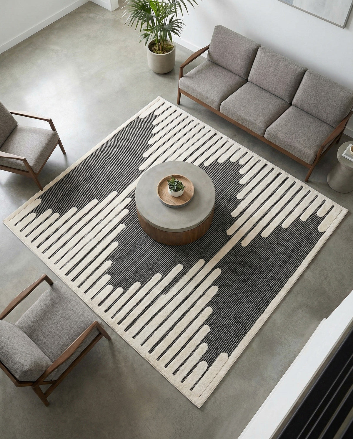 Monochrome Collection Area Rug -  Ash Square Gray  lifestyle 111