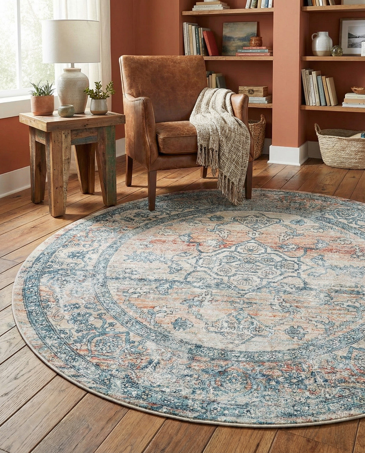 Coastal Haven Collection Area Rug -  Marina Round Multi  lifestyle 200