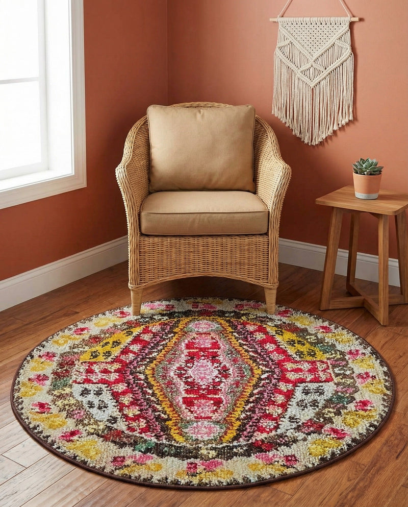 Sedona Vista Collection Area Rug -  Anasazi Round Multi  lifestyle 49