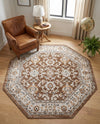 Savannah Elegance Collection Area Rug - Augusta (Brown) Octagon Brown  lifestyle 79