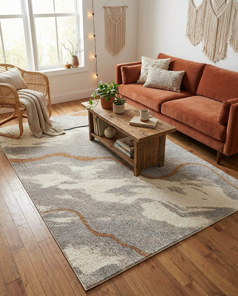 Sienna Collection Area Rug -  Tuscany Rectangle Gray and Ivory  lifestyle 20