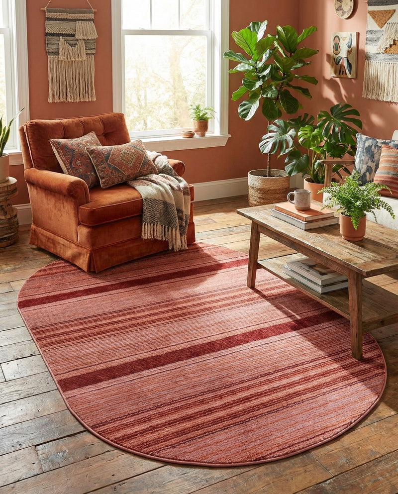 Jewel Oasis Collection Area Rug - Sapphire (Rusty Pink Rose) Oval Rusty Pink Rose  lifestyle 46