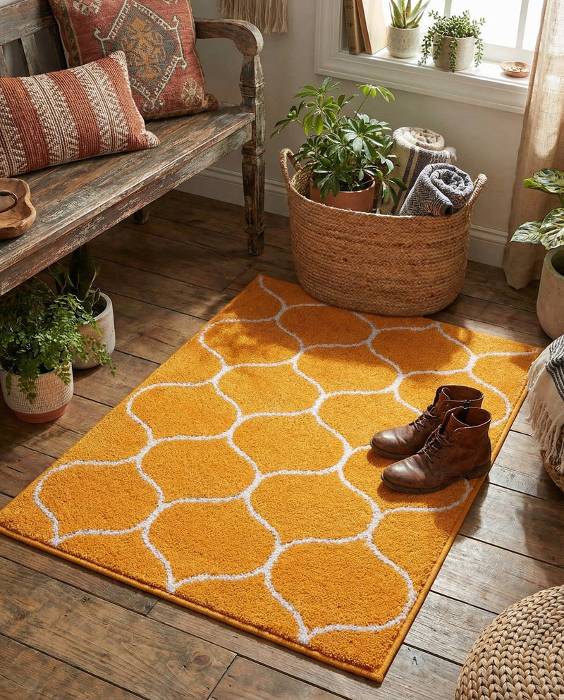 Trellis Mosaic Collection Area Rug -  Pergolatown (Orange) Rectangle Orange  lifestyle 20