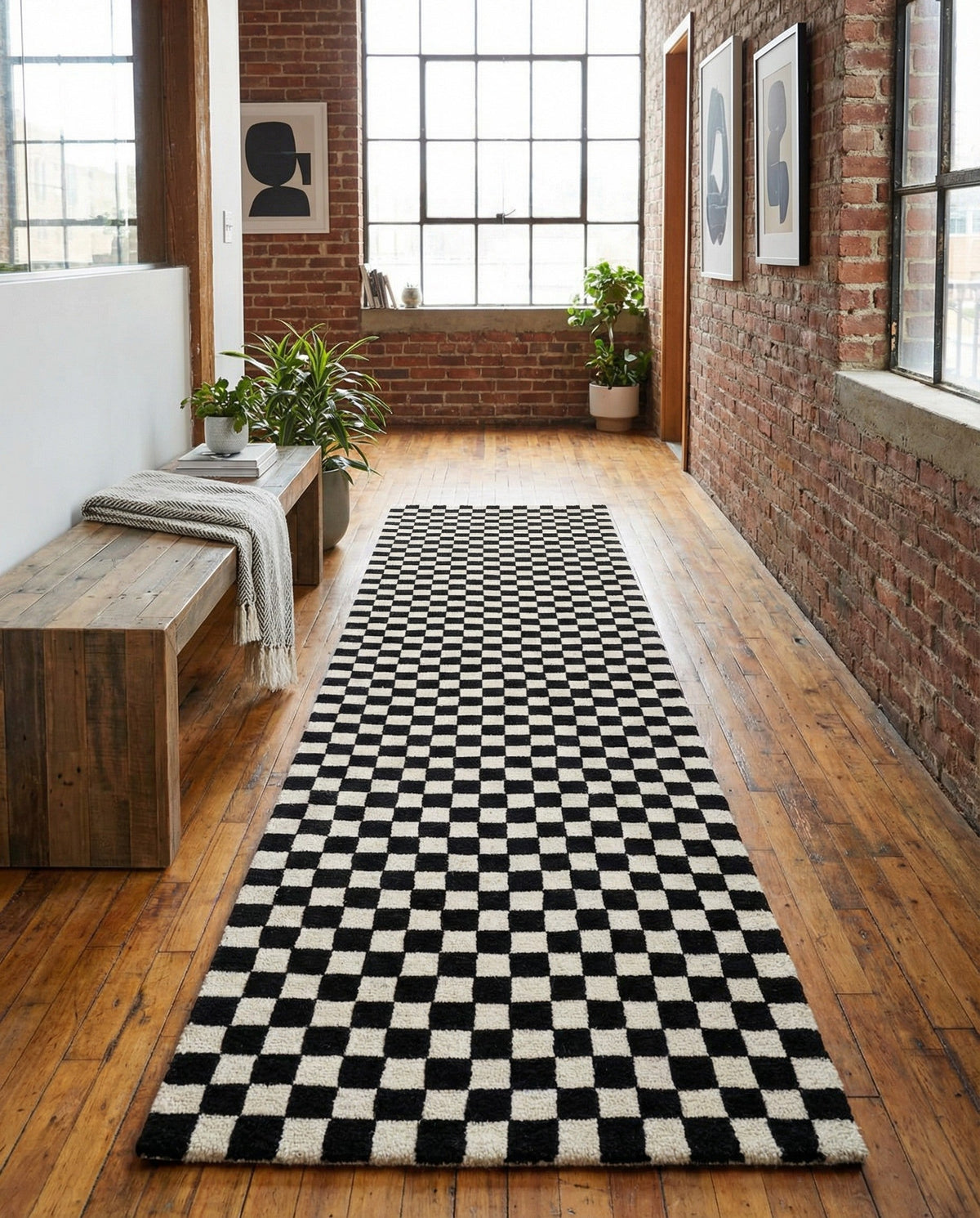 Shepherd's Glen Wool Collection Area Rug - Reykjavik Runner Black and White  lifestyle 90
