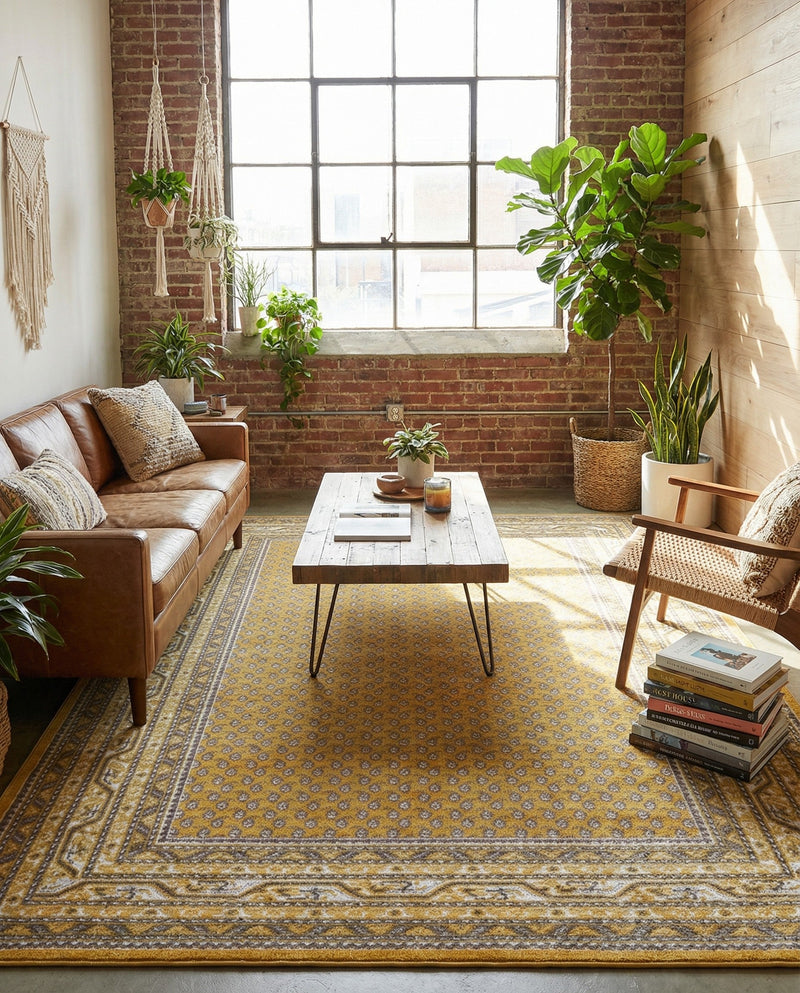 Soho Elegance Collection Area Rug -  Mercer (Yellow) Rectangle Yellow  lifestyle 12