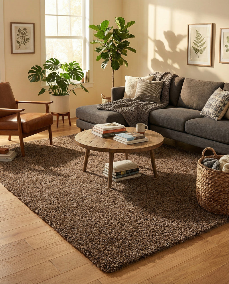 Plush Oasis Collection Area Rug - Serenity (Sandy Brown) Rectangle Sandy Brown  lifestyle 14