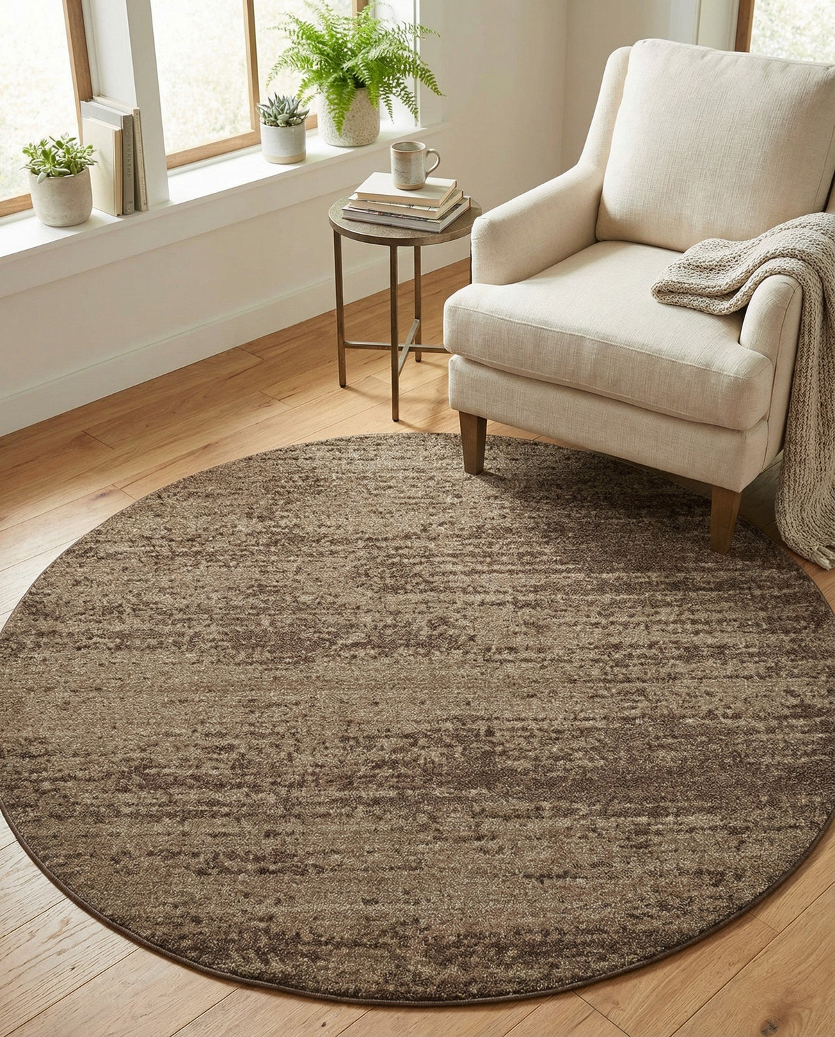 Studio Haven Collection Area Rug -  Gallery (Brown) Round Brown  lifestyle 90