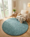 Plush Oasis Collection Area Rug - Serenity (Light Slate Blue) Round Light Slate Blue  lifestyle 72