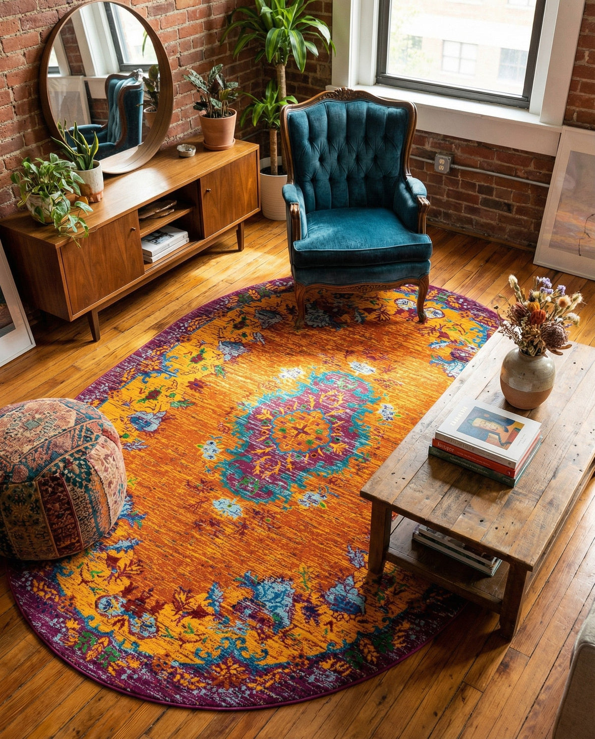 Caribbean Cove Collection Area Rug -  Nevis Oval Orange  lifestyle 86