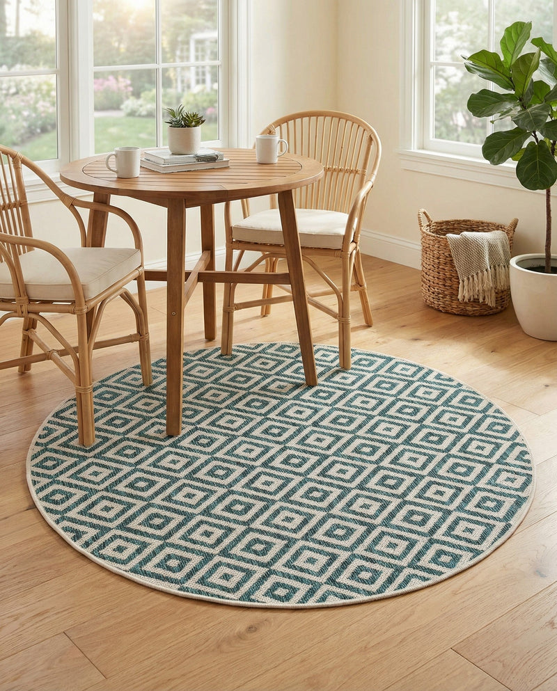 Urban Oasis Rugs Collection Area Rug -  Rooftop (Teal) Round Teal  lifestyle 55