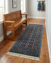 Samarkand Elegance Collection Area Rug -  Margilan (Blue) Runner Blue  lifestyle 62