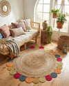 Woven Seaside Jute Collection Area Rug - Santorini Round Natural  lifestyle 8