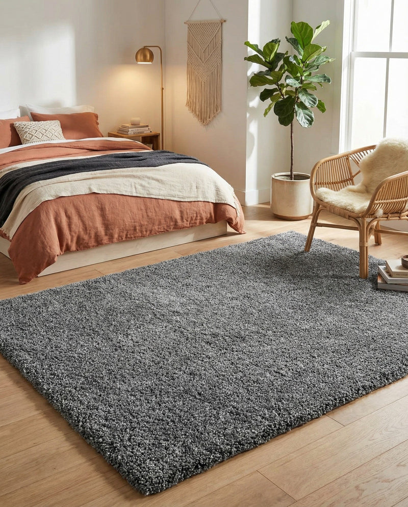 Cozy Comfort Shag Collection Area Rug - Haven (Pebble Gray) Rectangle Pebble Gray  lifestyle 17