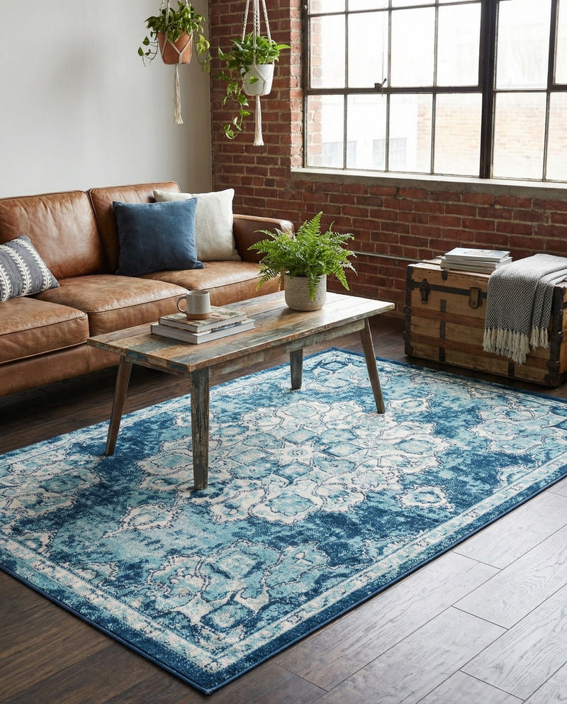 Beverly Grove Collection Area Rug - Melrose (Navy Blue) Rectangle Navy Blue  lifestyle 22