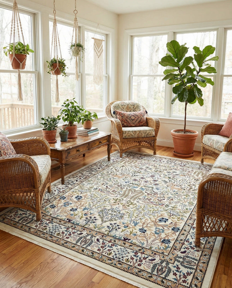 Persian Elegance Collection Area Rug -  Kerman (Ivory) Rectangle Ivory  lifestyle 7