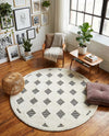 Monochrome Collection Area Rug -  Quartz Round Black and White  lifestyle 49
