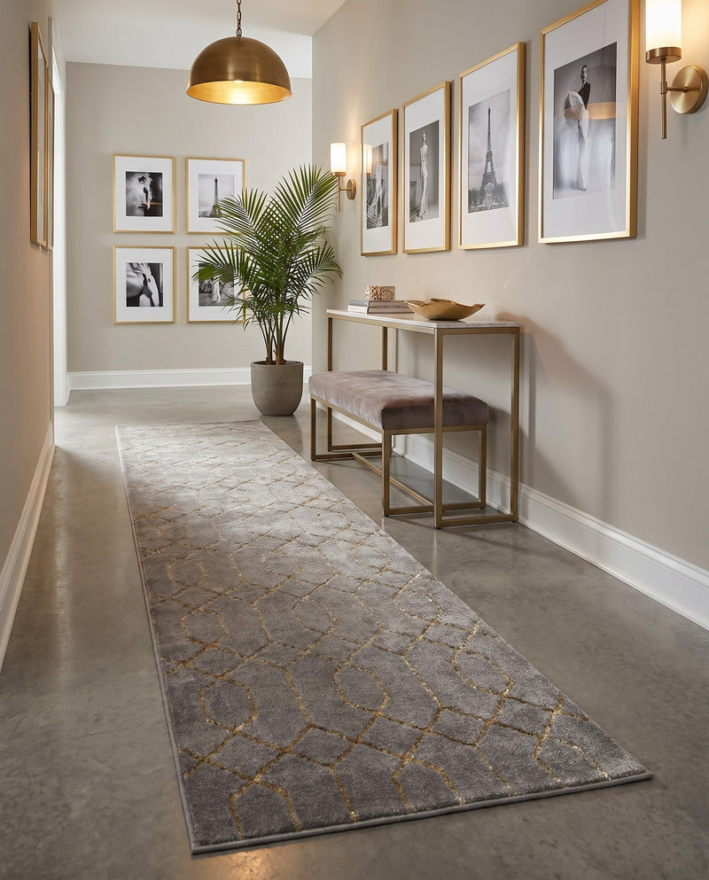 Hollywood Luxe Collection Area Rug - Sunset (Gray Gold) Runner Gray Gold  lifestyle 44
