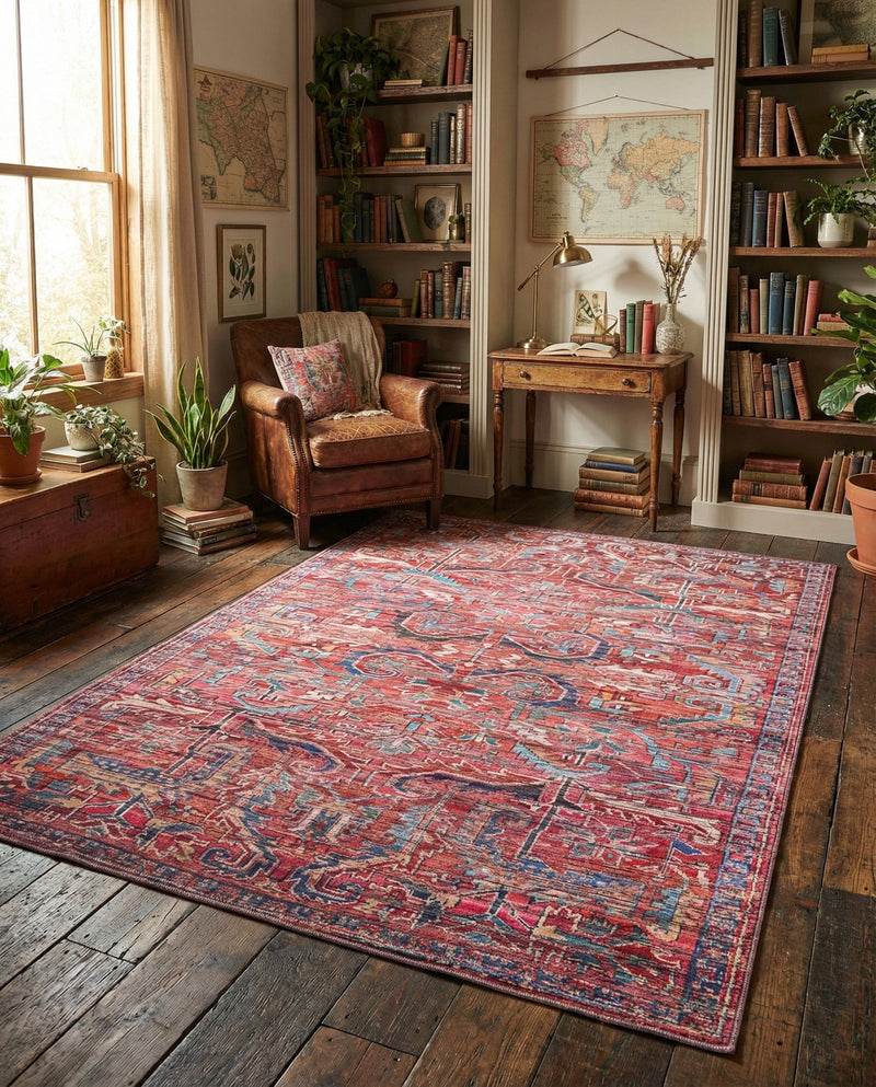 Zahara Oasis Collection Area Rug -  Tangier Rectangle Rust Red  lifestyle 9