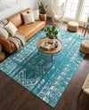 Brighton Stripes Collection Area Rug - Sussex (Turquoise) Rectangle Turquoise  lifestyle 10
