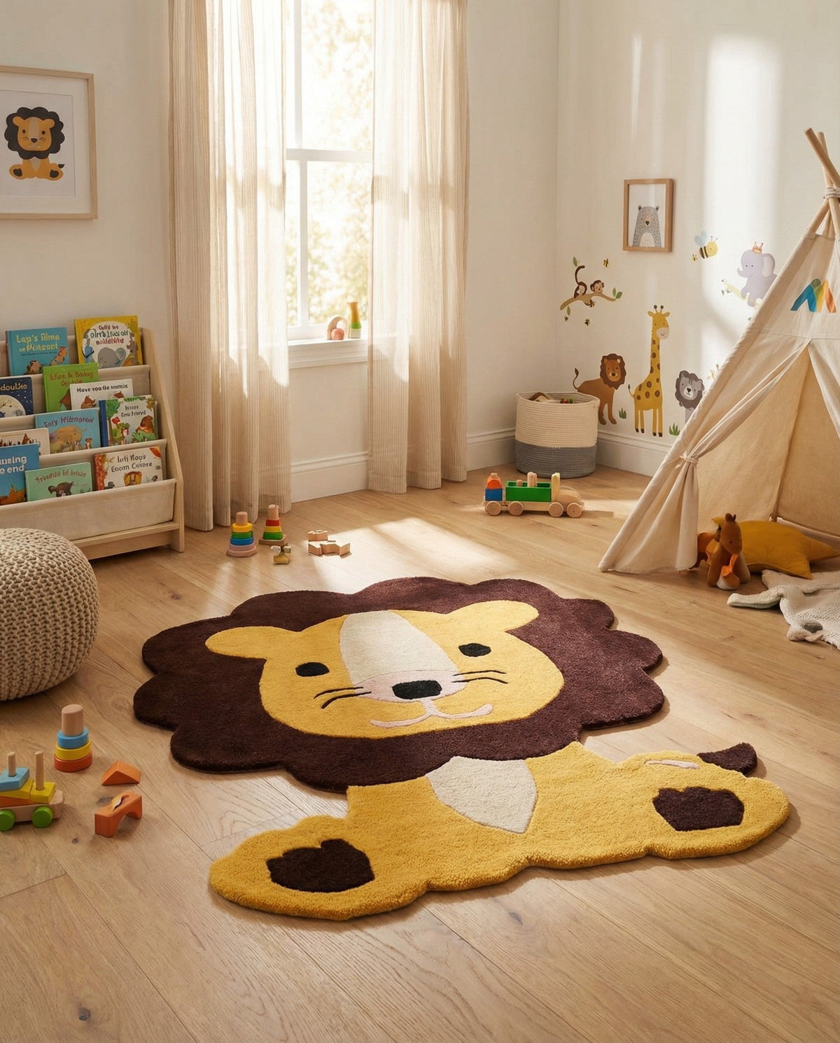 Whimsy Wonders Wool Collection Area Rug -  Jungle Rectangle Yellow  lifestyle 5