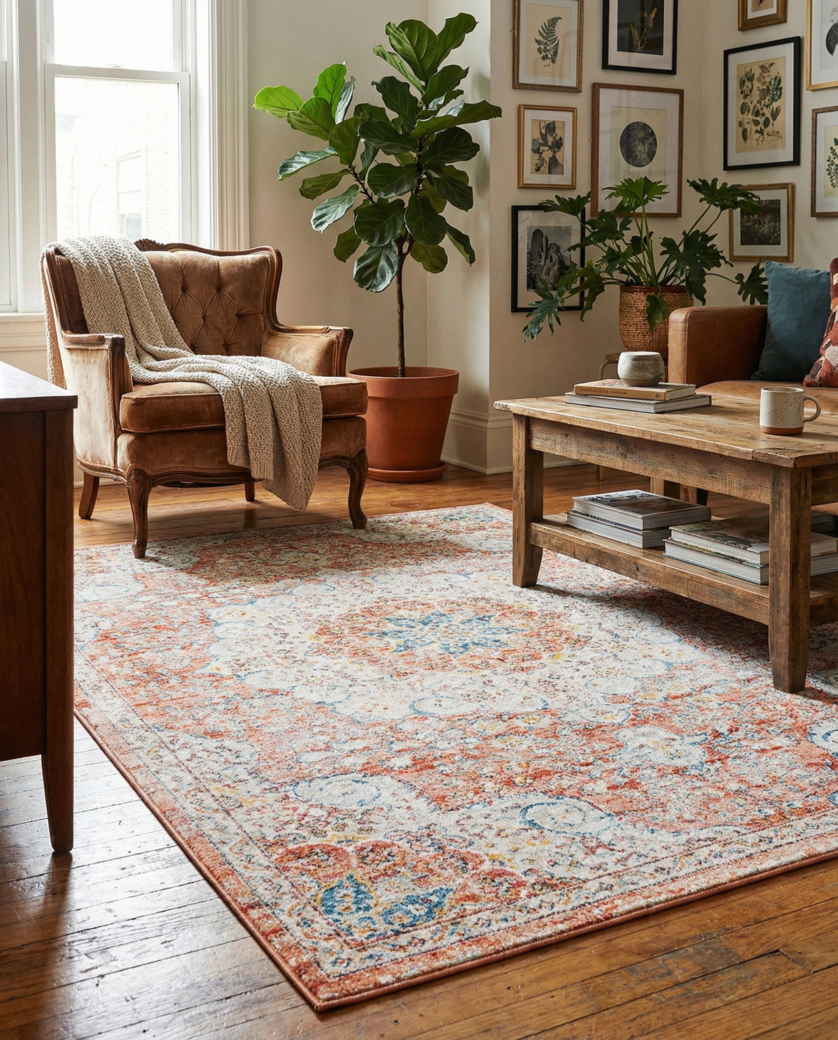 Coastal Haven Collection Area Rug - Seabreeze (Red) Rectangle Red  lifestyle 14