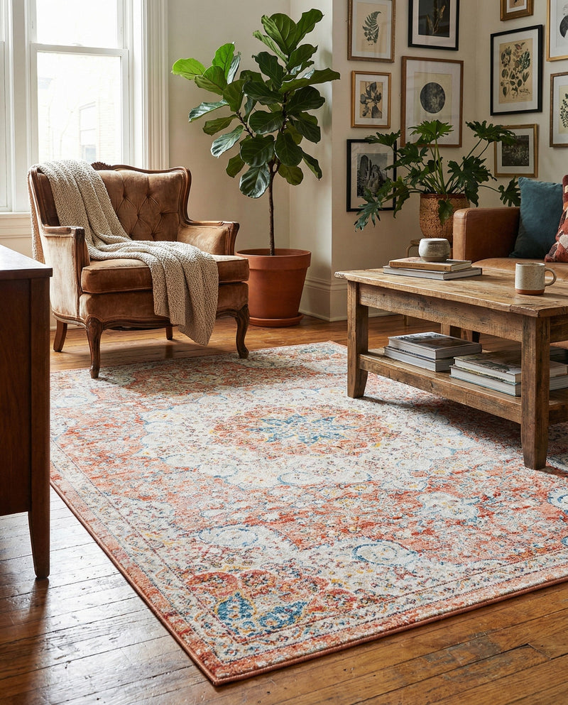 Coastal Haven Collection Area Rug - Seabreeze (Red) Rectangle Red  lifestyle 14