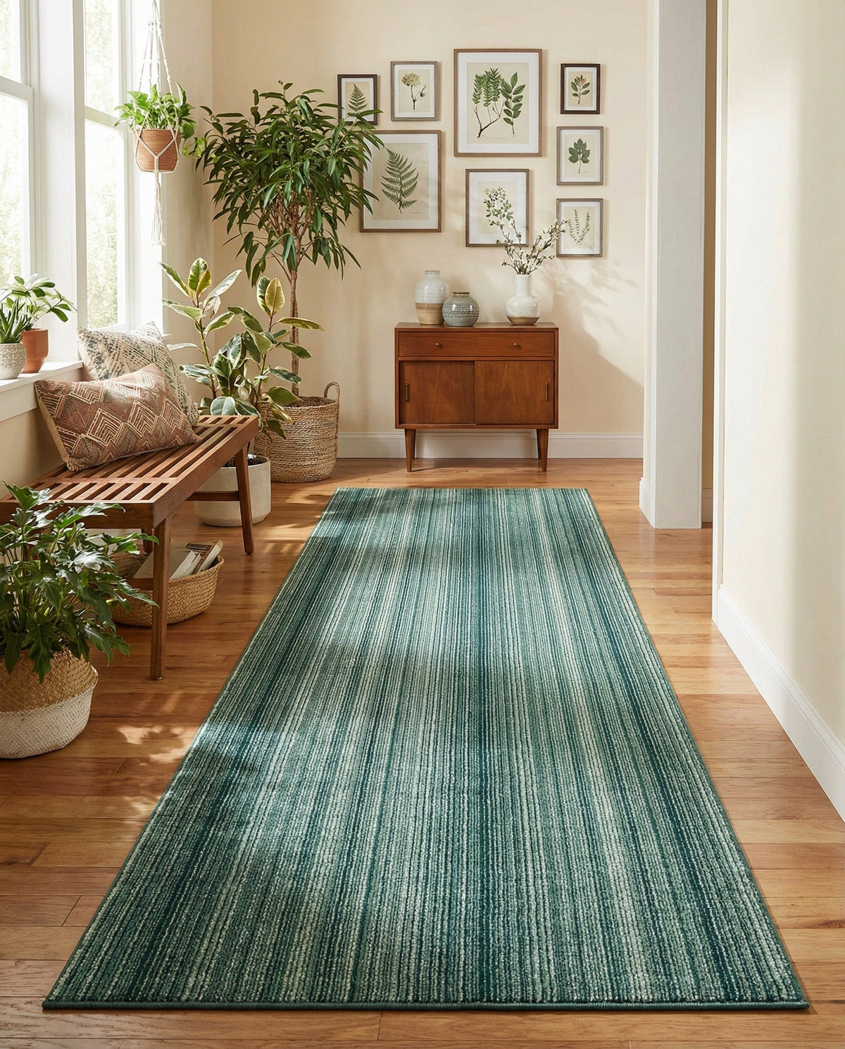 Jewel Oasis Collection Area Rug - Sapphire (Green) Runner Green  lifestyle 87