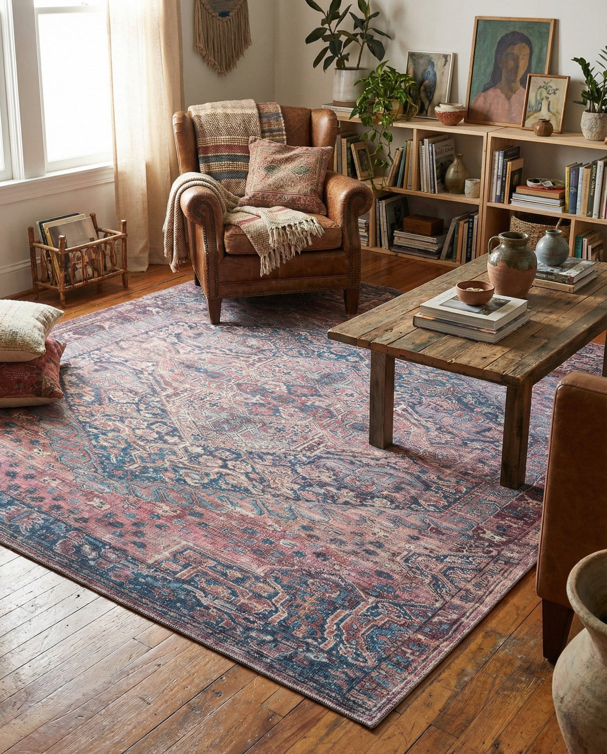 Zahara Oasis Collection Area Rug -  Agadir Square Antique Rust Red  lifestyle 85