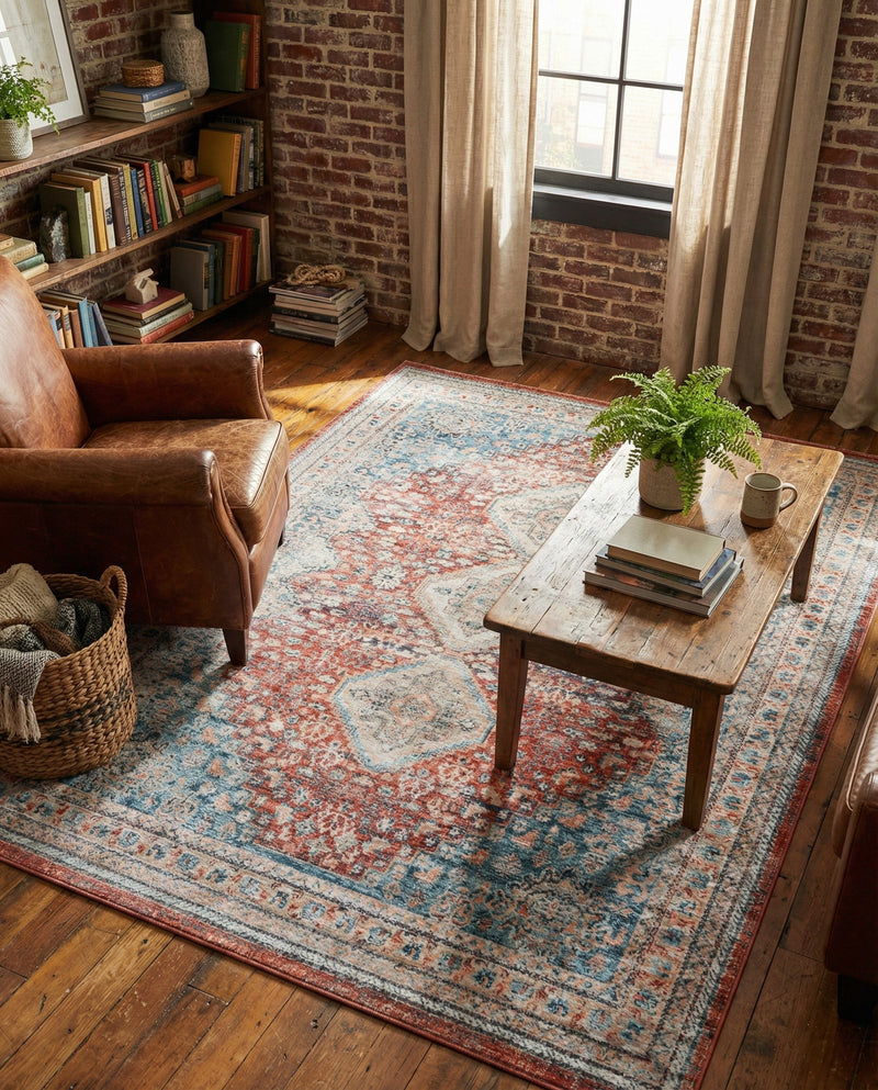 Coastal Haven Collection Area Rug -  Harborview Rectangle Red  lifestyle 44