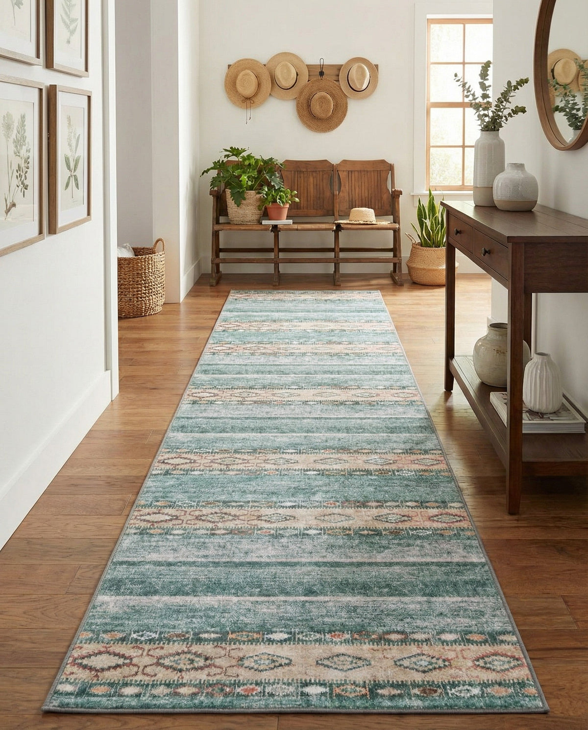 Heritage Elegance Collection Area Rug -  Edinburgh Runner Green  lifestyle 82
