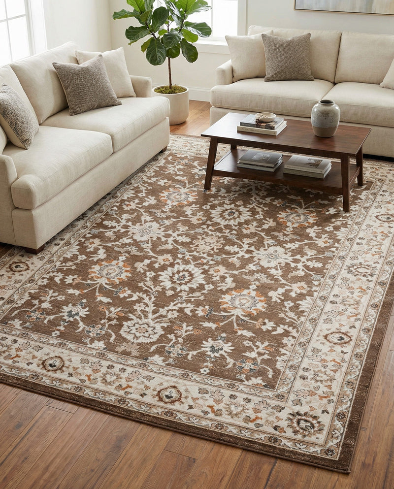 Savannah Elegance Collection Area Rug - Augusta (Brown) Rectangle Brown  lifestyle 16