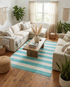 Tassel Trail Collection Area Rug - Pathway (Turquoise and Ivory) Rectangle Turquoise and Ivory  lifestyle 4