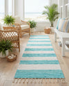 Tassel Trail Collection Area Rug - Pathway (Turquoise and Ivory) Runner Turquoise and Ivory  lifestyle 58