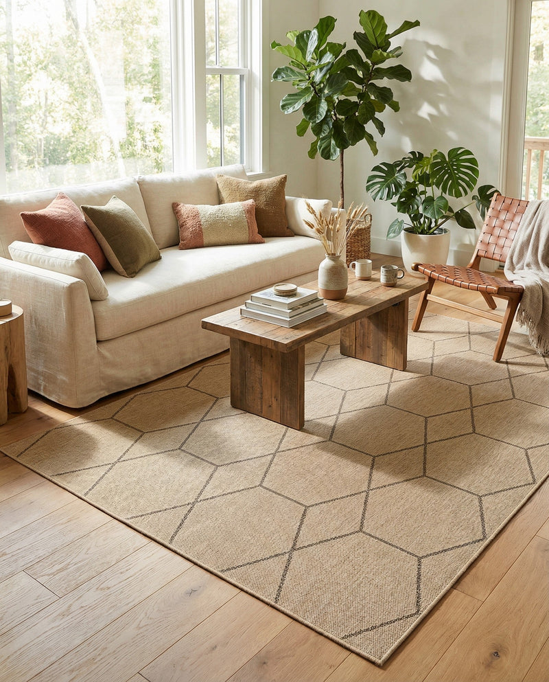 Sahara Sands Collection Area Rug -  Faiyum Rectangle Natural  lifestyle 24