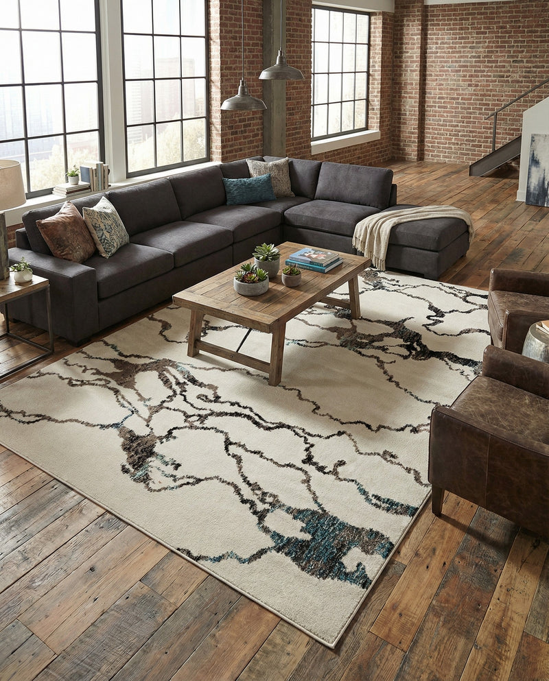 Brighton Terrace Collection Area Rug -  Aldrington Rectangle Ivory  lifestyle 17