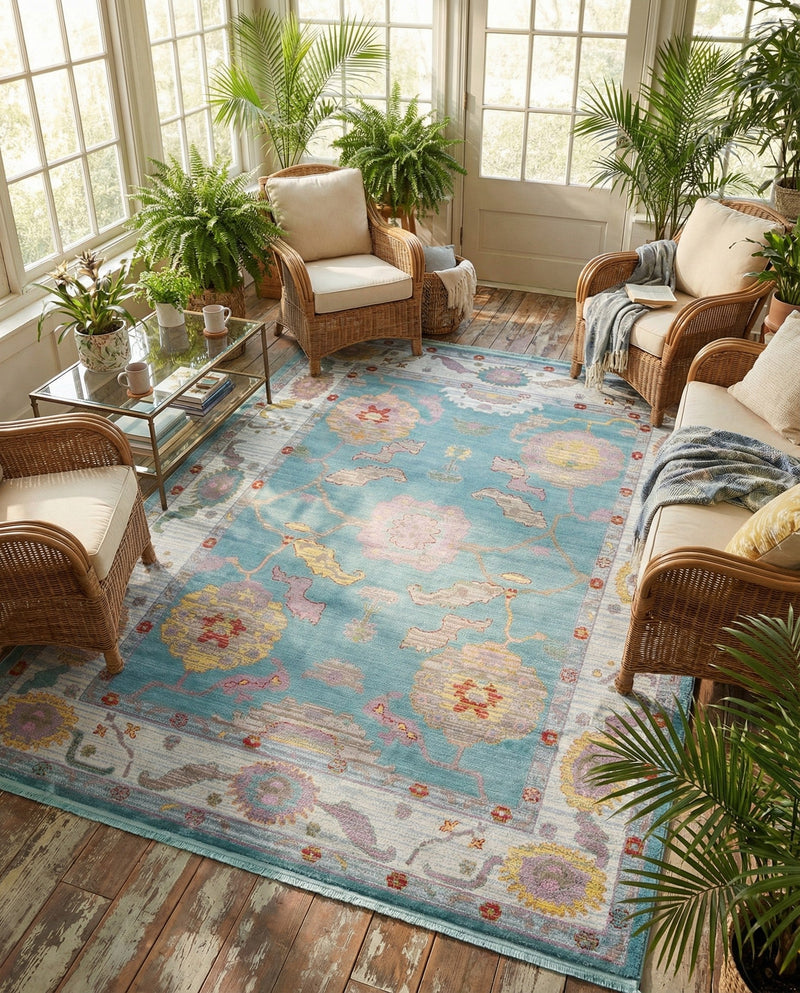 Arcadia Rugs Collection Area Rug - Eden (Aqua and Blue) Rectangle Aqua and Blue  lifestyle 16