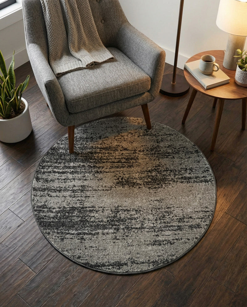 Studio Haven Collection Area Rug -  Gallery (Dark Gray) Round Dark Gray  lifestyle 80