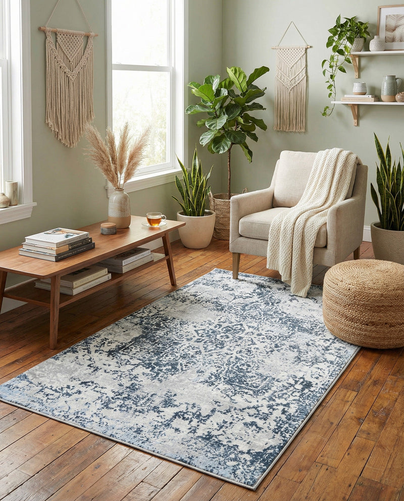 Aegean Elegance Washables Collection Area Rug -  Serifos Rectangle Navy Blue  lifestyle 78