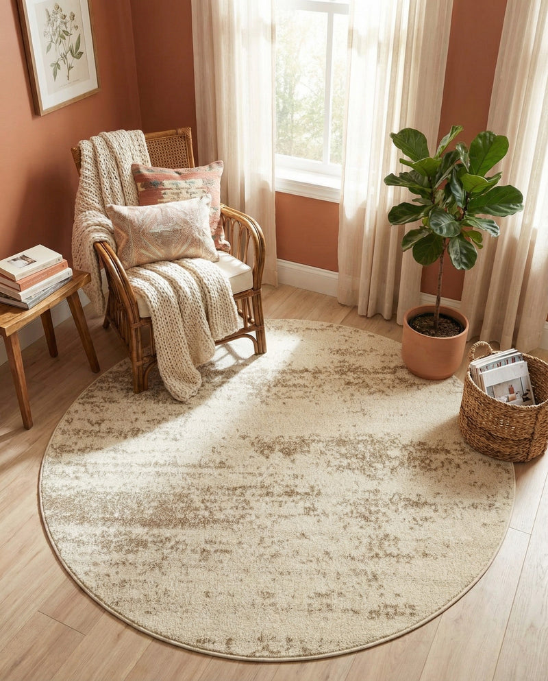 Studio Haven Collection Area Rug -  Gallery (Bone Beige) Round Bone Beige  lifestyle 66